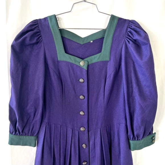 COTTAGECORE PURPLE DRESS RENAISSANCE VTG MAXI DRESS  MEDIEVAL GRAPE DRESS LARGE - Picture 7 of 16